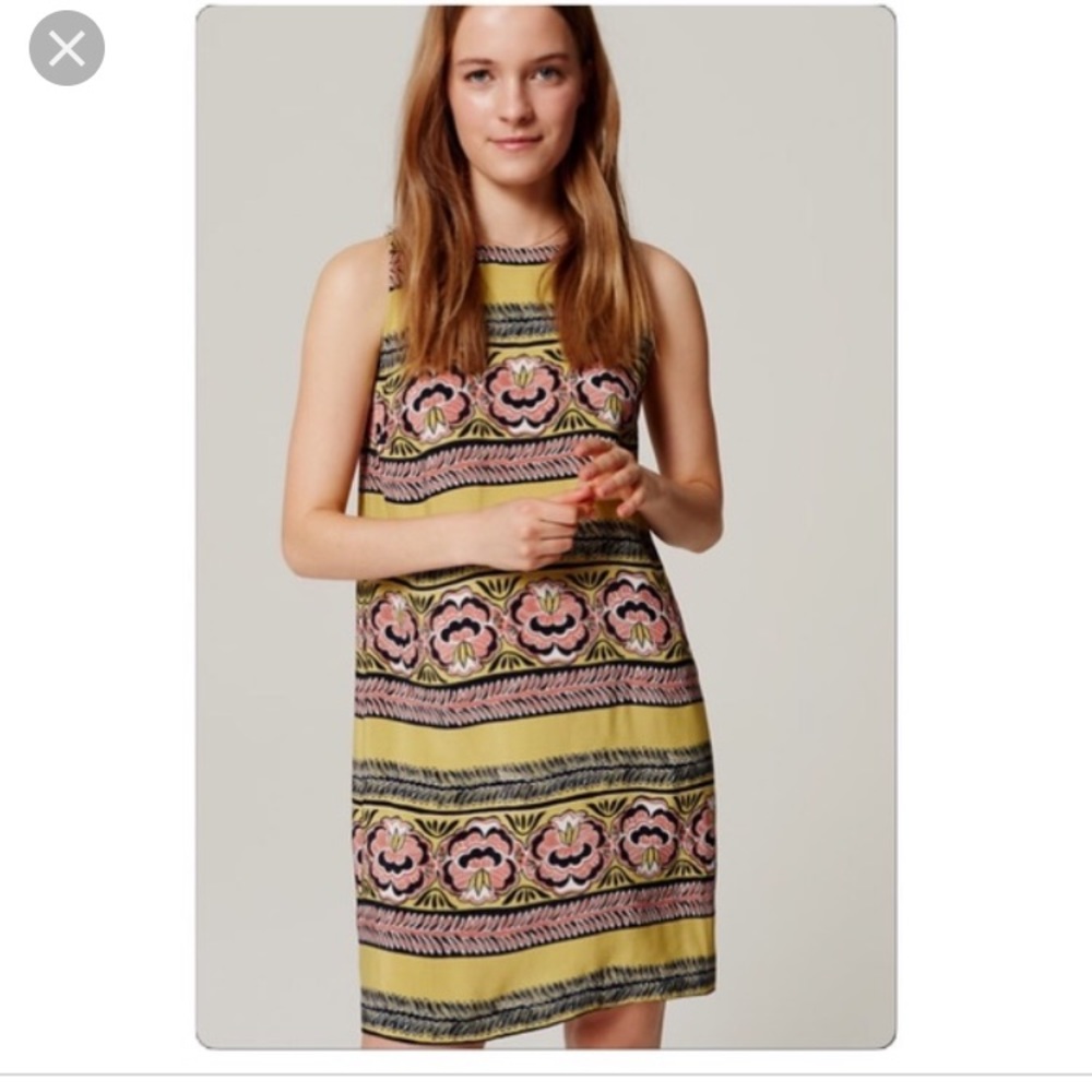 LOFT floral bloomstripe shift dress - size XS